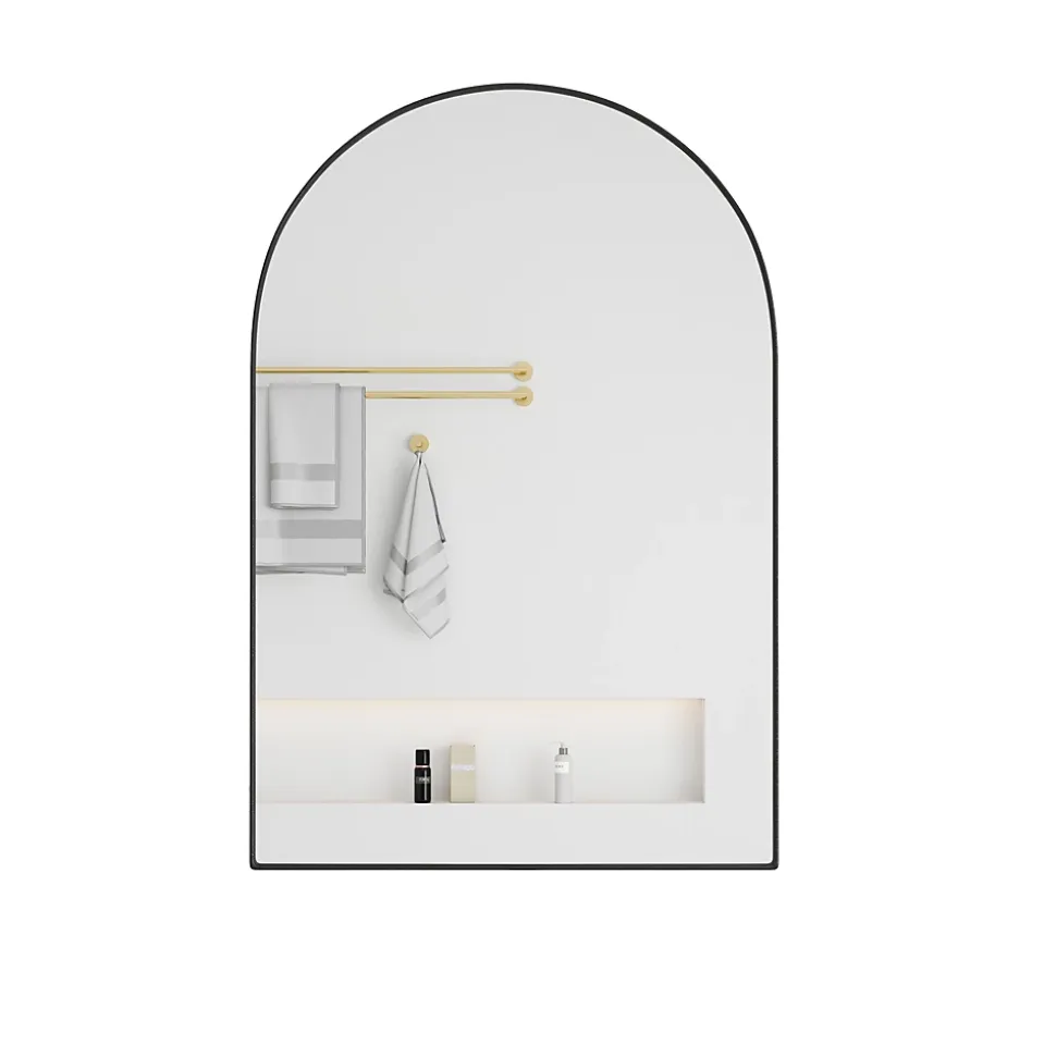Miroir - Armoire Miroir Arc avec Meuble de Rangement Mural Pour Salle de Bain, Salon ou Chambre, 91 x 61 x 12 cm, Noir