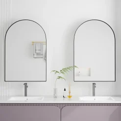 Miroir - Armoire Miroir Arc avec Meuble de Rangement Mural Pour Salle de Bain, Salon ou Chambre, 91 x 61 x 12 cm, Noir