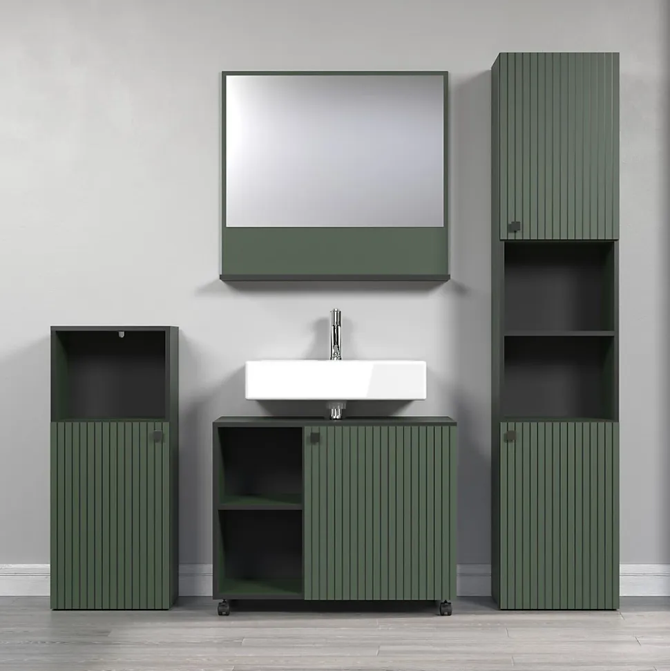 Miroir mural avec 1 tablette L80 cm - PUREBLISS