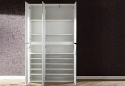MIRROR - Meuble de chambre - Armoire avec 6 portes-miroirs en mélaminé blanc. L-H-P : 111-191-34 cm.