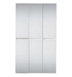 MIRROR - Meuble de chambre - Armoire avec 6 portes-miroirs en mélaminé blanc. L-H-P : 111-191-34 cm.