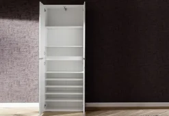 MIRROR - Meuble de chambre - Armoire avec 4 portes-miroirs en mélaminé blanc. L-H-P : 74-191-34 cm.