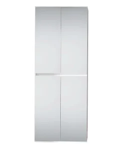 MIRROR - Meuble de chambre - Armoire avec 4 portes-miroirs en mélaminé blanc. L-H-P : 74-191-34 cm.