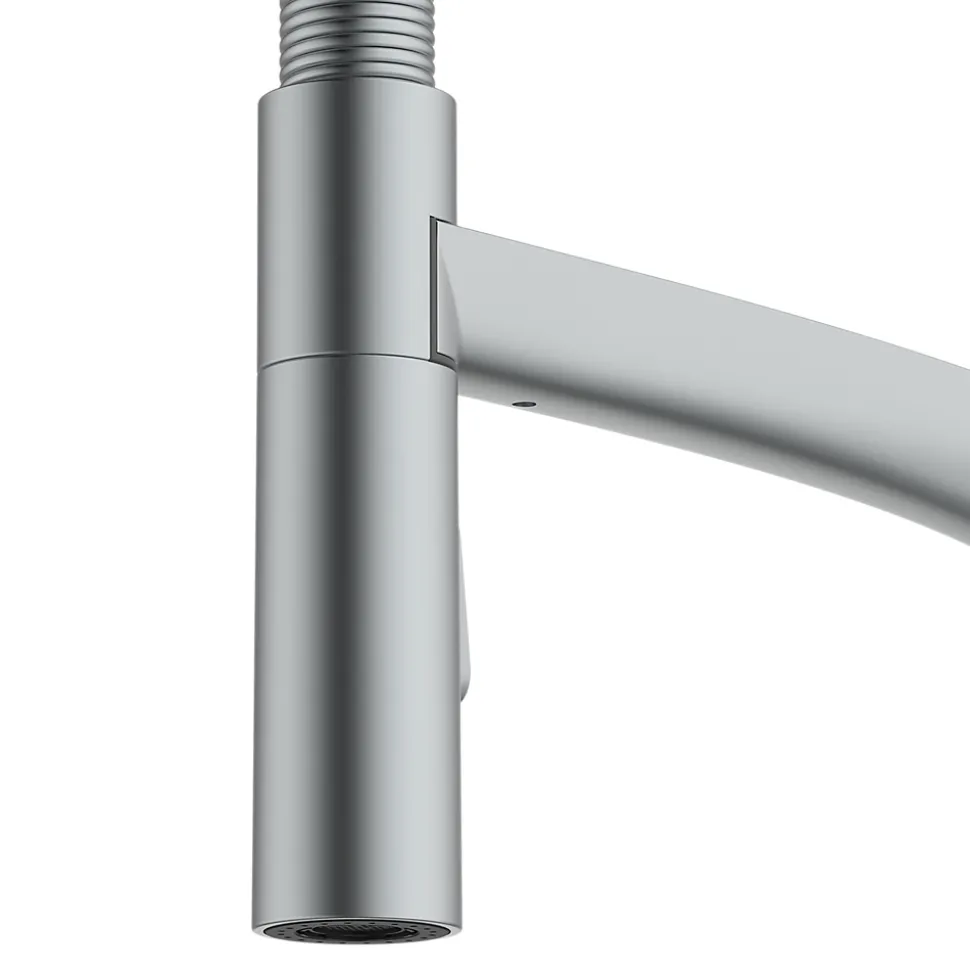Mitigeur de cuisine avec douchette effet inox GoodHome Arbane