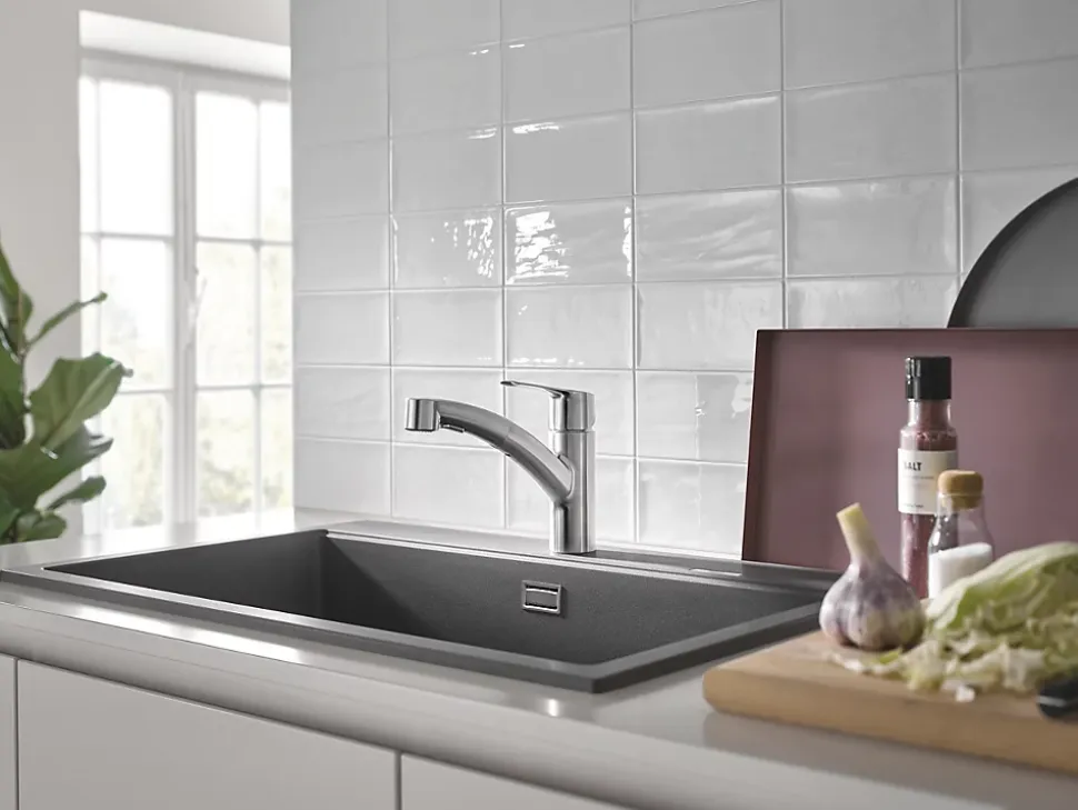 Mitigeur de cuisine bec bas avec douchette Start Grohe nickel