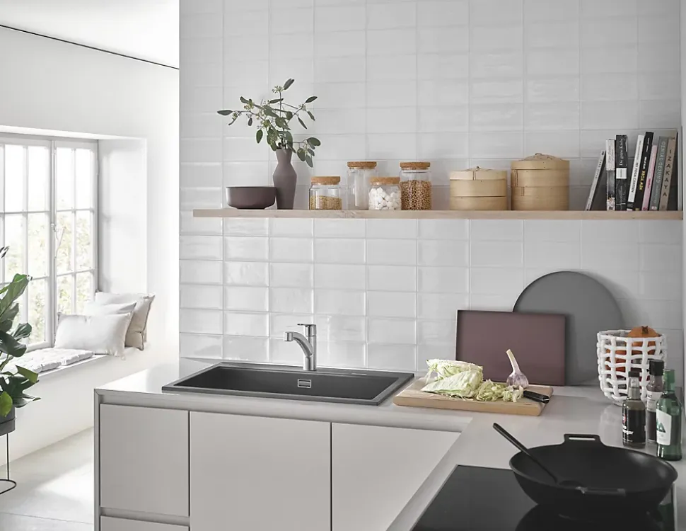 Mitigeur de cuisine bec bas avec douchette Start Grohe nickel