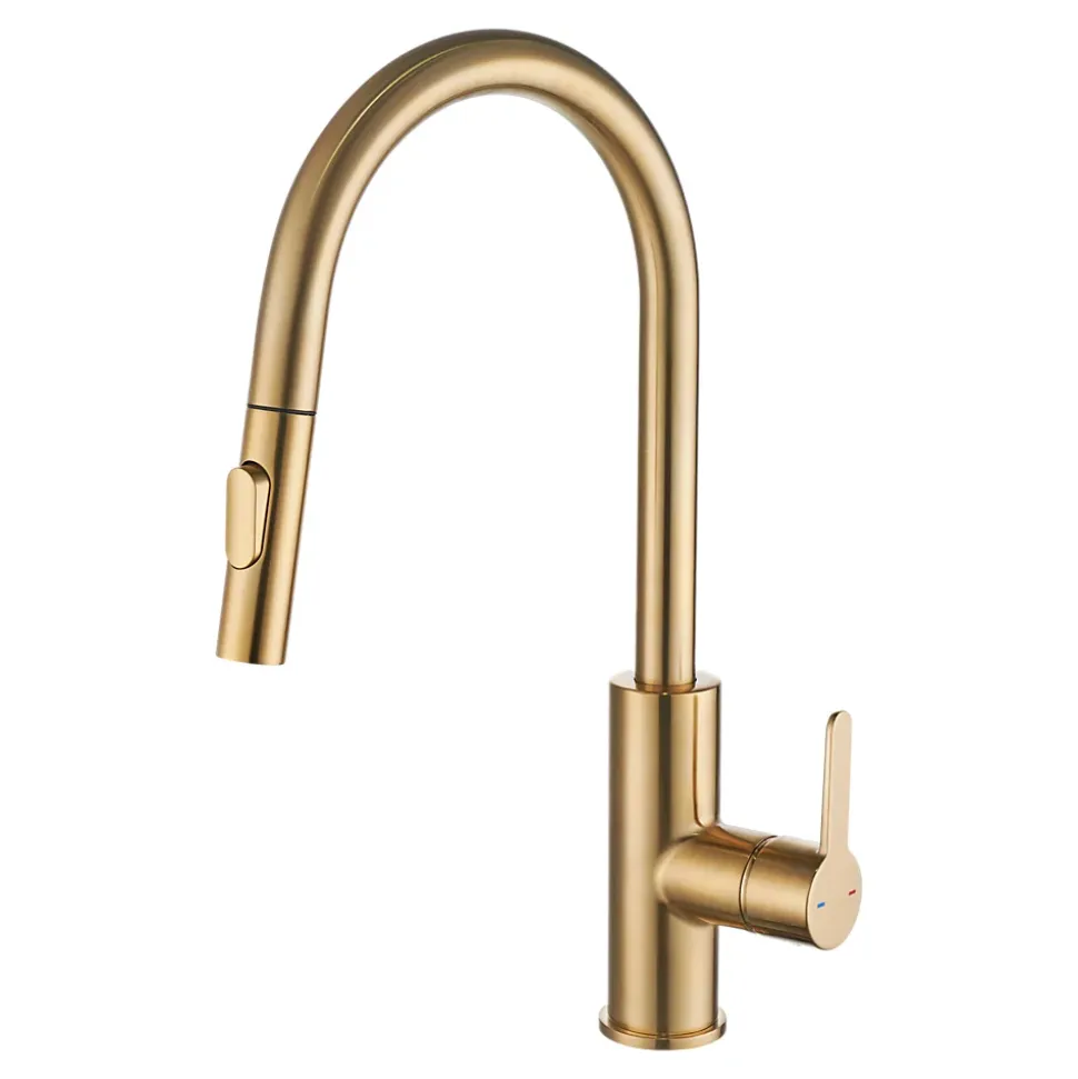 Mitigeur de cuisine doré avec douchette GoodHome Zanthe