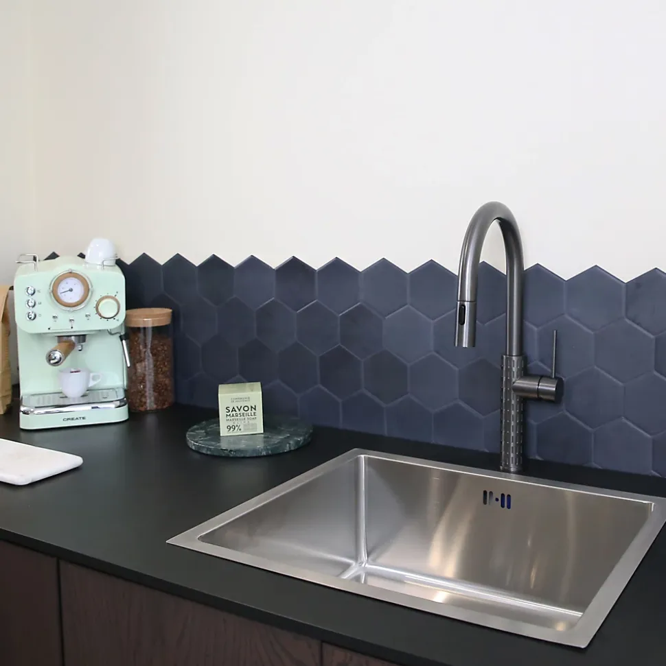 Mitigeur de cuisine gun métal avec douchette Essebagno Architek