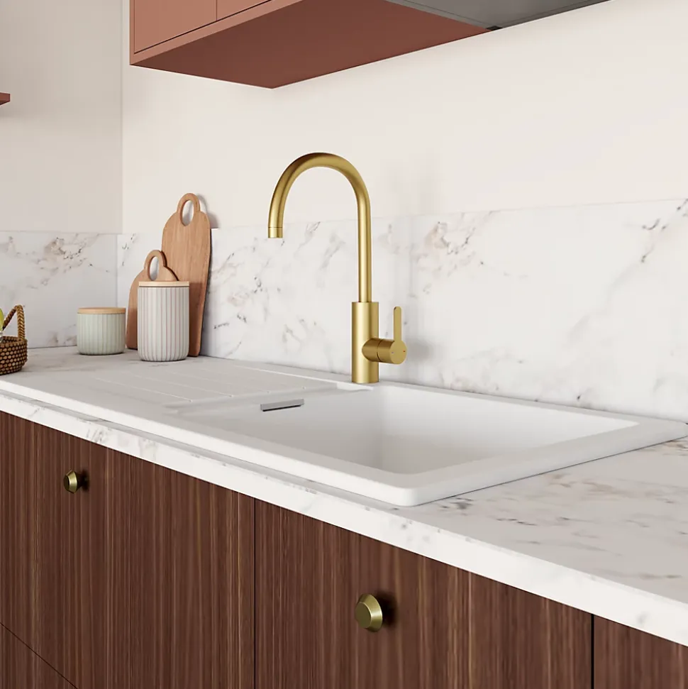 Mitigeur de cuisine laiton doré brossé GoodHome Zanthe