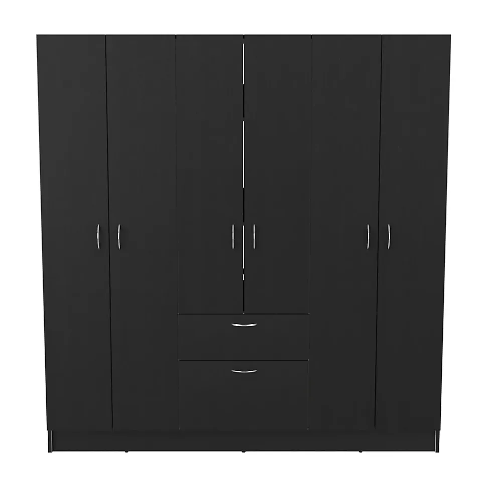 Mitu Armoire 6 portes avec un tiroir et une armoire, 181 cm X 162 cm X 47.29 cm , Noir