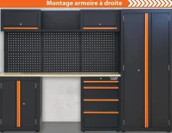 Mobilier d'atelier Fisher Darex en acier noir l.259 x H.183 x P.45.8 cm