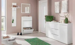 Mobilier d'entrée Dlentin, Entrée multifonction moderne, Casier polyvalent pour hall d'entrée, 50x27h140 cm, Blanc brillant