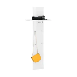 Mobilier d'entrée Omer, Entrée multifonction moderne, Casier polyvalent pour hall d'entrée, 50x27h140 cm, Blanc brillant