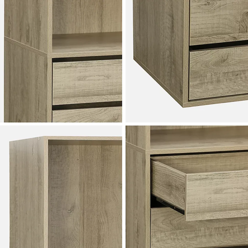 Module dressing avec 5 tiroirs et 2 étagères. naturel. panneaux stratifiés