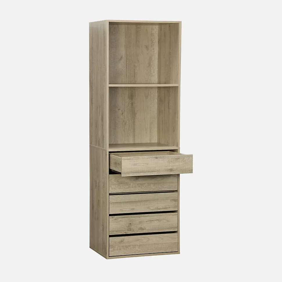Module dressing avec 5 tiroirs et 2 étagères. naturel. panneaux stratifiés