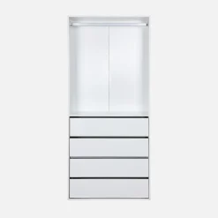 Module dressing avec 4 tiroirs et 1 penderie blanc. panneaux stratifiés