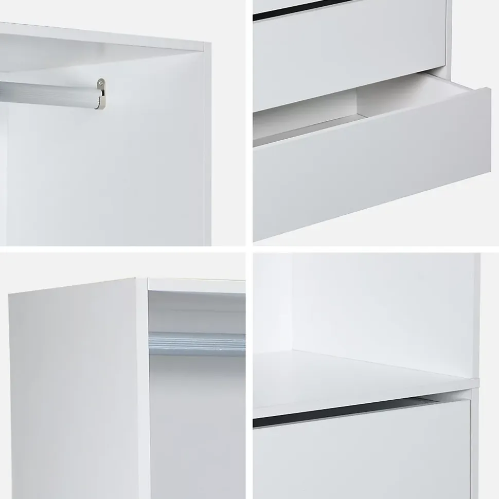 Module dressing avec 4 tiroirs et 1 penderie blanc. panneaux stratifiés