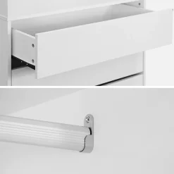 Module dressing avec 4 tiroirs et 1 penderie blanc. panneaux stratifiés