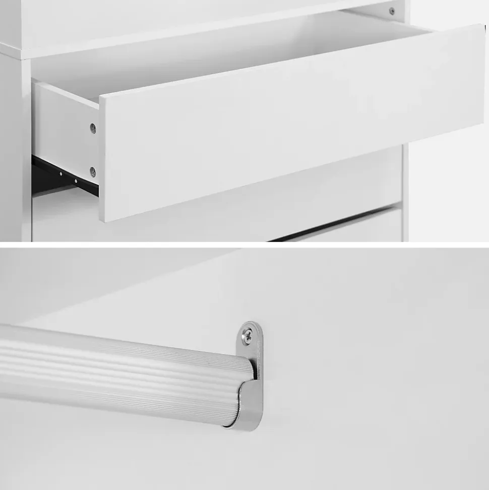 Module dressing avec 4 tiroirs et 1 penderie blanc. panneaux stratifiés