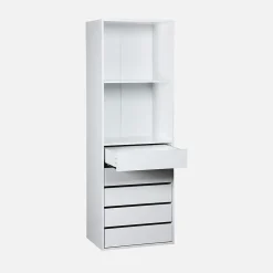 Module dressing avec 5 tiroirs et 2 étagères. blanc. panneaux stratifiés