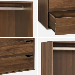 Module dressing avec 4 tiroirs et 1 penderie noyer. panneaux stratifiés