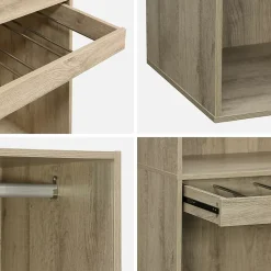 Module dressing avec penderie et porte-pantalons. naturel. panneaux stratifiés