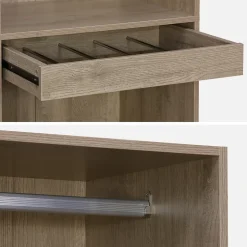 Module dressing avec penderie et porte-pantalons. naturel. panneaux stratifiés