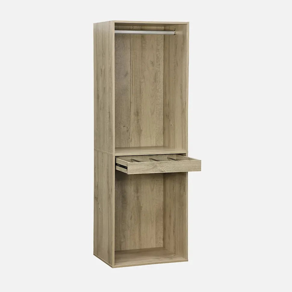 Module dressing avec penderie et porte-pantalons. naturel. panneaux stratifiés