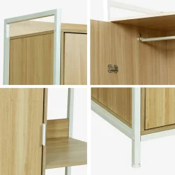 Module dressing blanc avec 1 penderie. 6 étagères et 1 porte. L 100 x P 48 x H 190 cm