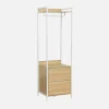 Module dressing blanc avec 1 penderie. 2 tiroirs et 1 étagère. L 60 x P 48 x H 190 cm
