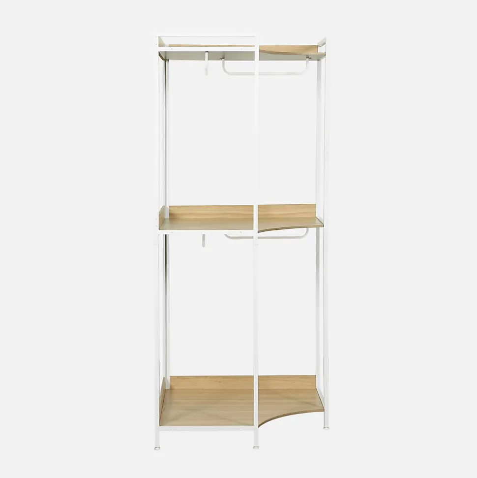 Module dressing d'angle blanc avec 4 penderies et 2 étagères. L 80 x P 80 x H 190 cm