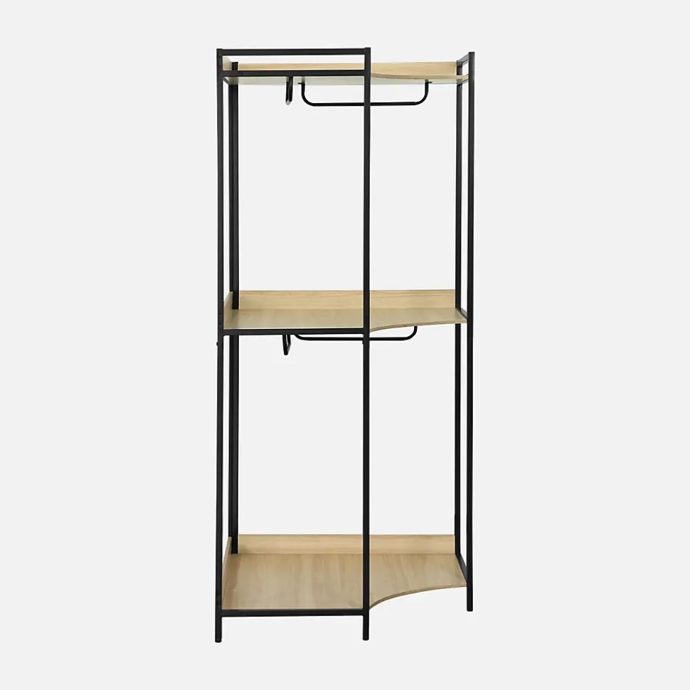 Module dressing d'angle noir avec 4 penderies et 2 étagères. L 80 x P 80 x H 190 cm