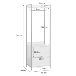Module dressing noir avec 1 penderie. 2 tiroirs et 1 étagère. L 60 x P 48 x H 190 cm