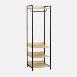 Module dressing noir avec 1 penderie et 3 étagères. L 60 x P 48 x H 190 cm