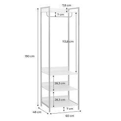 Module dressing noir avec 1 penderie et 3 étagères. L 60 x P 48 x H 190 cm