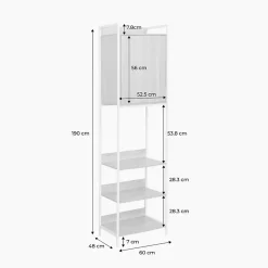 Module dressing noir avec 5 étagères et 1 porte. L 60 x P 48 x H 190 cm