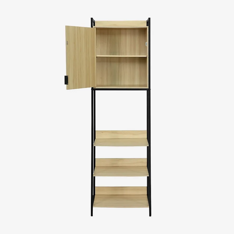 Module dressing noir avec 5 étagères et 1 porte. L 60 x P 48 x H 190 cm