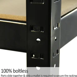 Monster Racking 8 Rayonnages T-Rax en Acier Sans Boulons Noirs 75cm x 30cm x 150cm