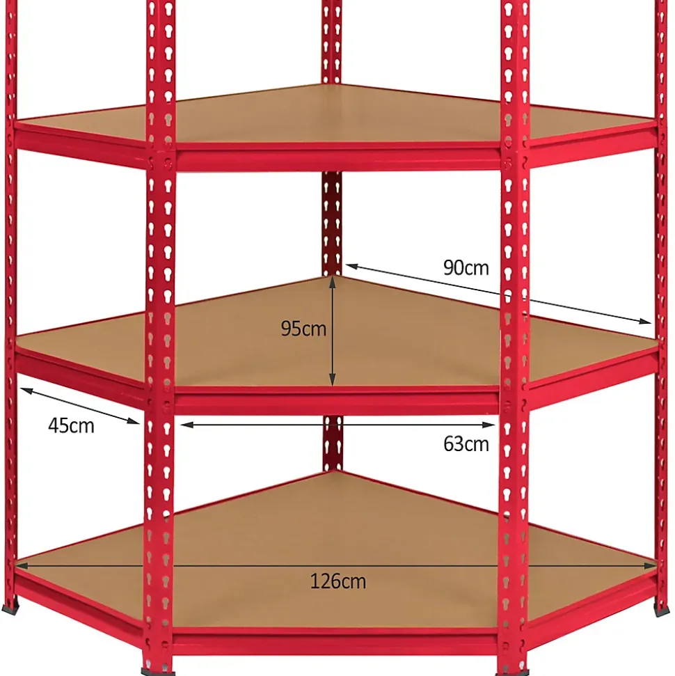 Monster Racking - Rayonnage d'Angle Z-Rax en Acier Sans Boulons Rouge 90cm x 45cm x 183cm