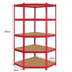 Monster Racking - Rayonnage d'Angle Z-Rax en Acier Sans Boulons Rouge 90cm x 45cm x 183cm