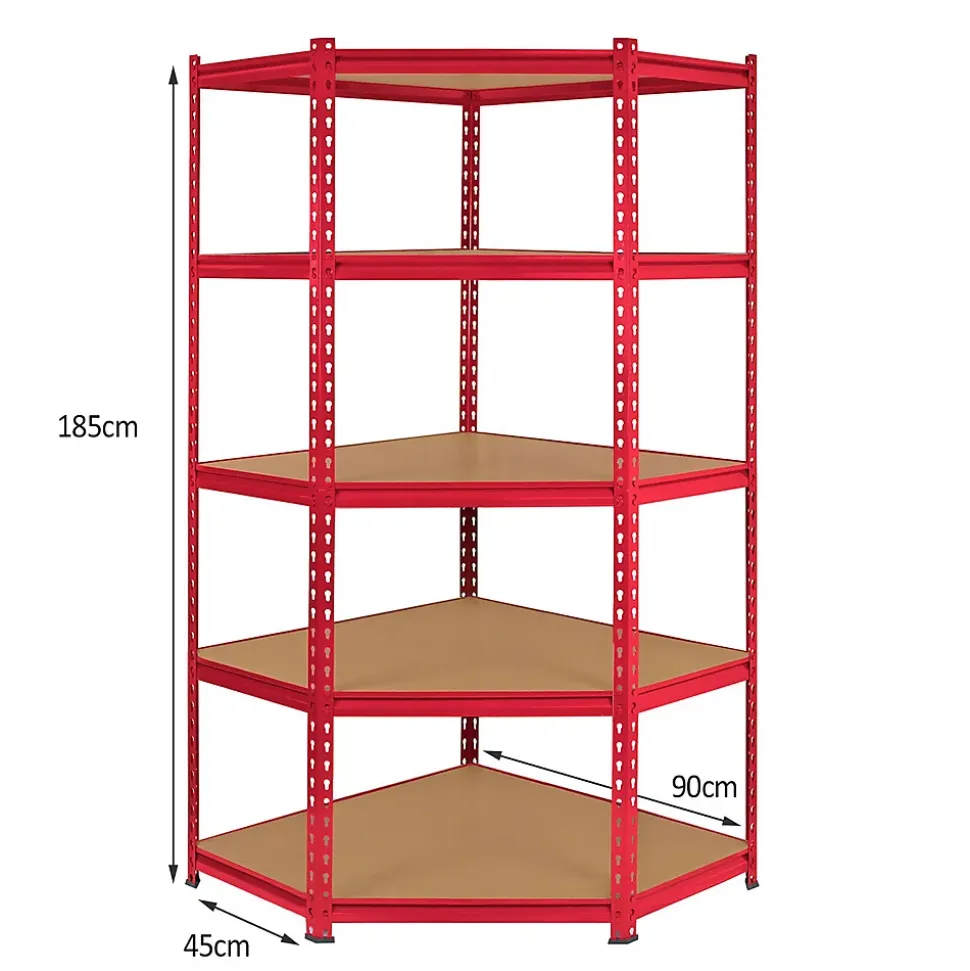 Monster Racking - Rayonnage d'Angle Z-Rax en Acier Sans Boulons Rouge 90cm x 45cm x 183cm