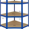 Monster Racking - Rayonnage d'Angle T-Rax en Acier Sans Boulons Bleu 90cm x 45cm x 180cm