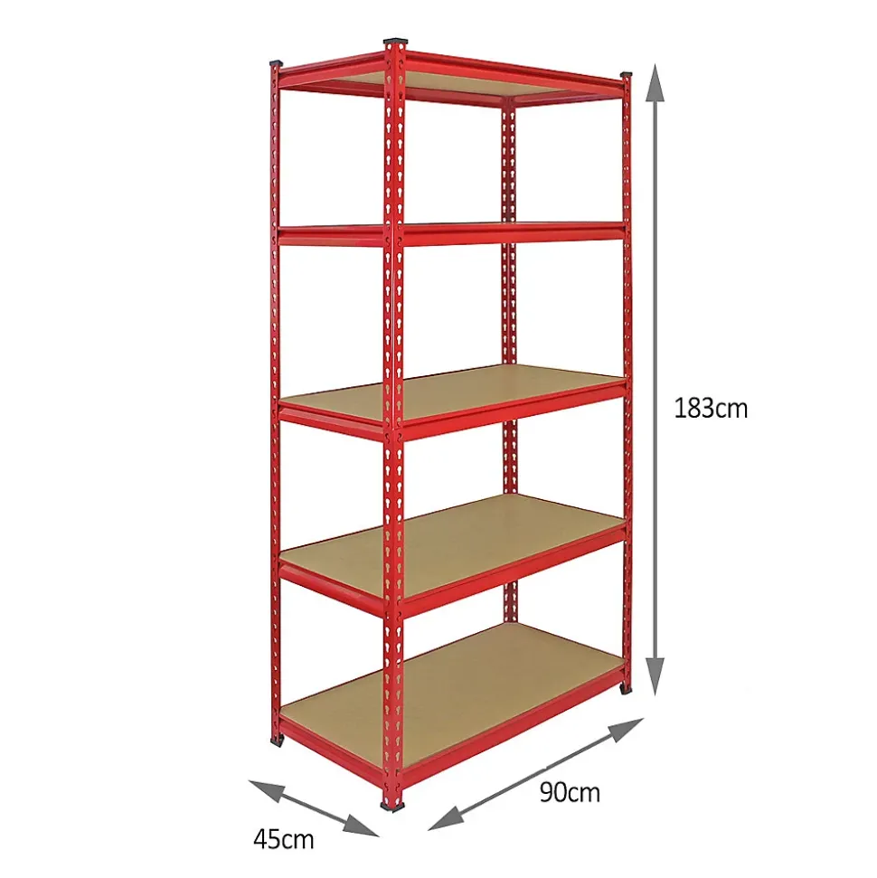 Monster Racking 10 Rayonnages Z-Rax en Acier Sans Boulons Rouges 90cm x 183cm x 45cm