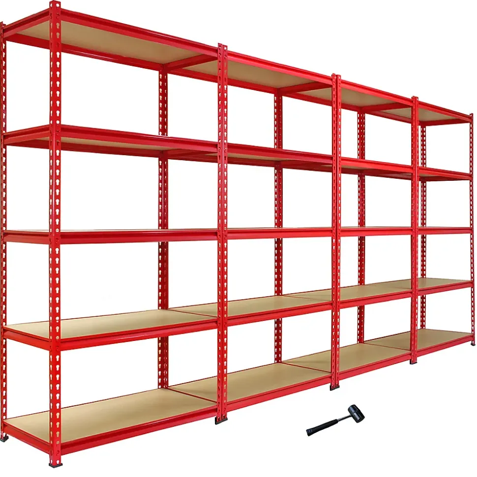 Monster Racking 4 Rayonnages Z-Rax en Acier Sans Boulons Rouges 90cm x 183cm x 45cm