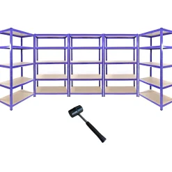 Monster Racking 5 Rayonnages T-Rax en Acier Sans Boulons Bleus 90cm x 45cm x 180cm