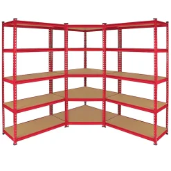 Monster Racking 1 Rayonnage d'Angle Z-Rax Rouge & 2 Rayonnages Z-Rax Rouges en Acier Sans Boulons 90cm x 45cm x 183cm