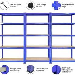 Monster Racking T-Rax Rayonnage Étagère Robuster, Bleu, 75cm L, 30cm P