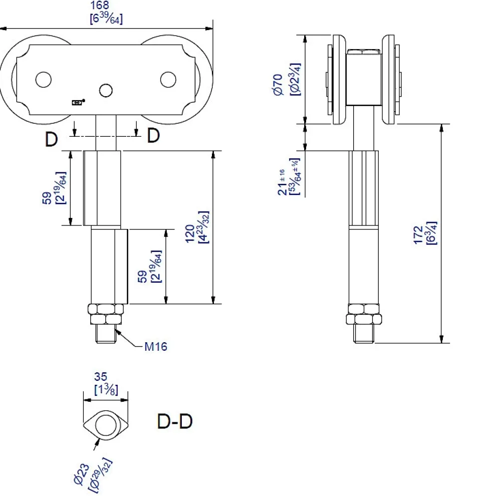 Monture intermédiaire avec 2 galets acier à rouleaux 300 kg - MANTION - 0582SO