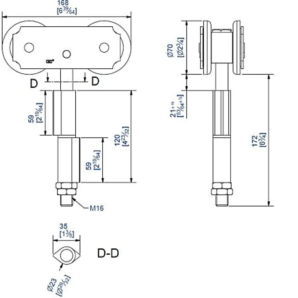 Monture intermédiaire avec 2 galets acier à rouleaux 300 kg - MANTION - 0582SO