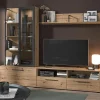 Mur TV DUBLIN avec rangements - Coloris: Chêne & noir